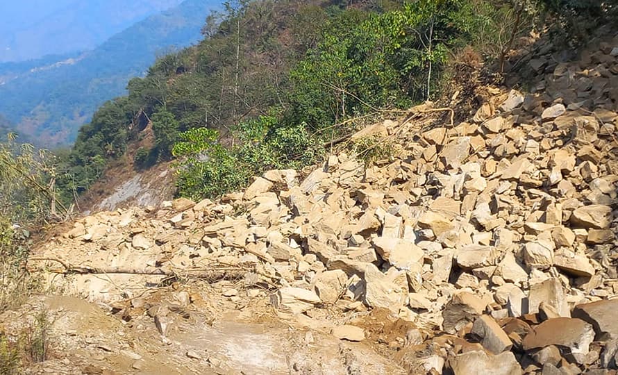 Landslide Blocks Khandbari-Kimathanka Road
